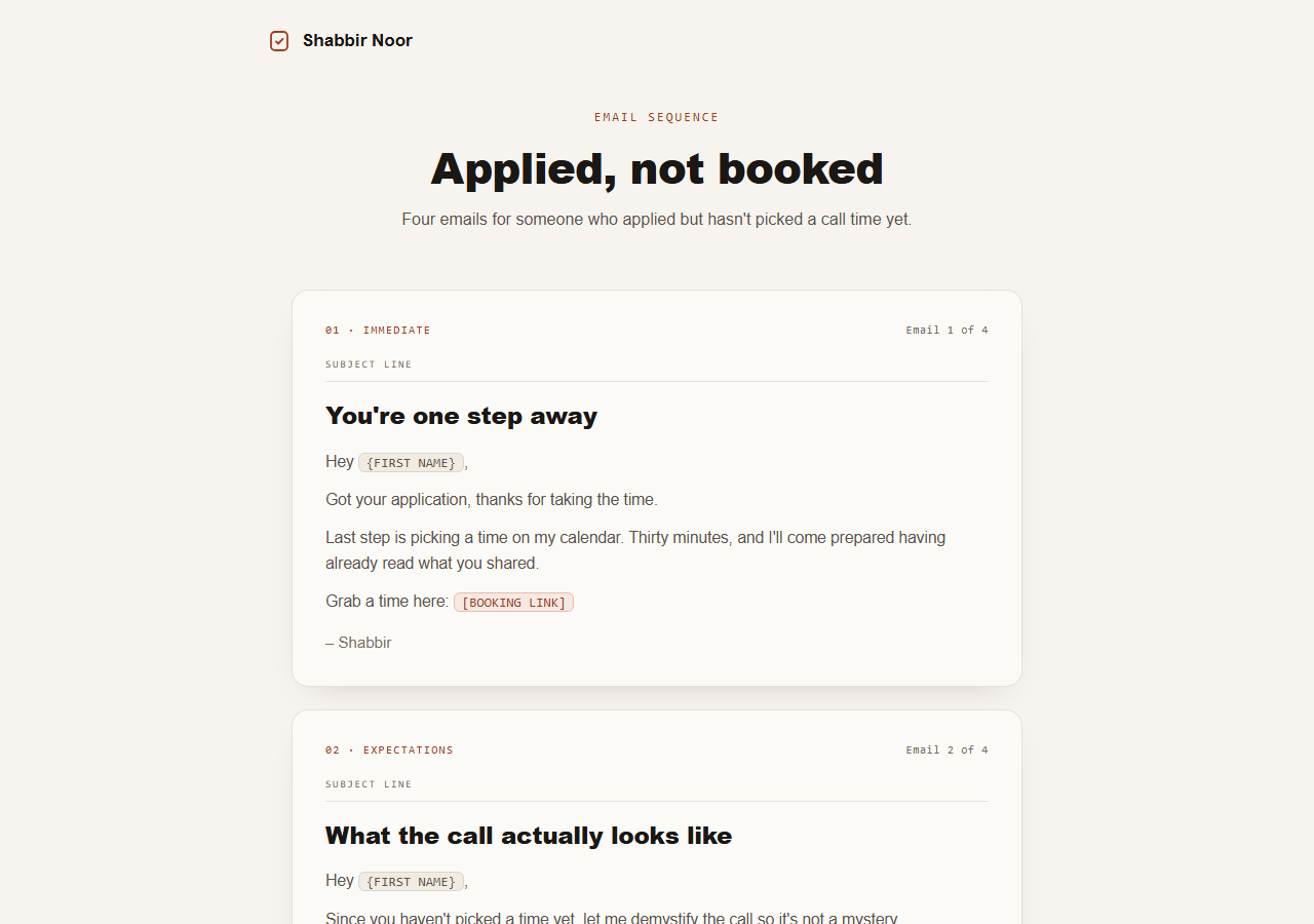 Applied, not booked preview